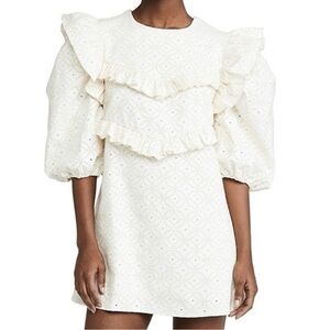 En Saison Embroidered Denim Egret Dress in Natural / Off White Size Small